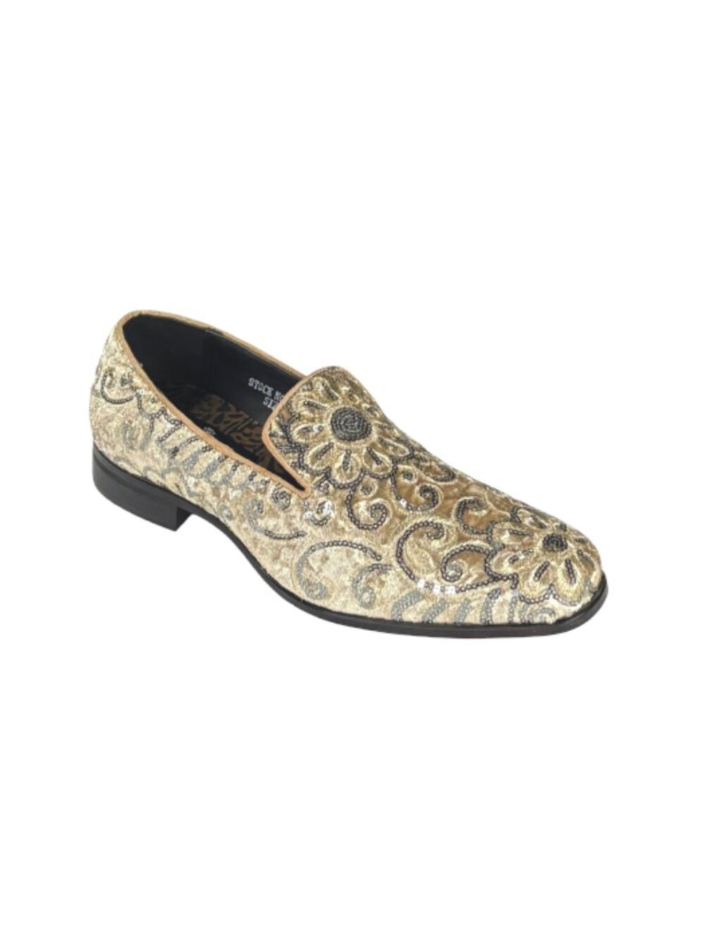 After Midnight 6734 Men's Gold Embroidered Smoking Loafers - Picture 2 of 2
